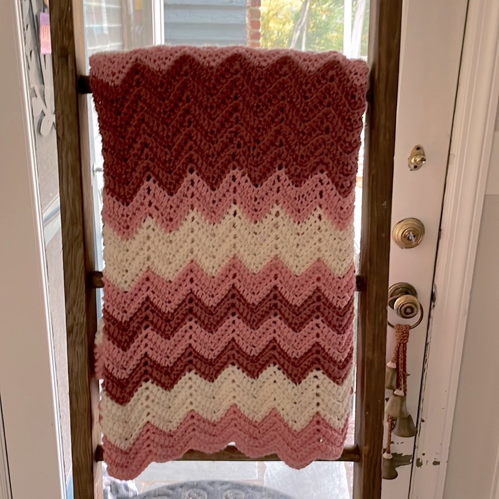 Vintage Red and Pink Chevron Throw Blanket